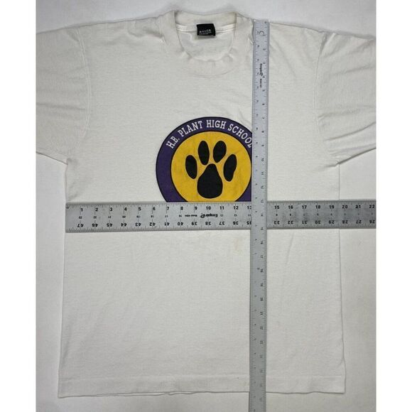 VINTAGE HB Plant High School Paw Circle T-shirt Men Medium 80s 90s Single Stitch - Picture 8 of 8